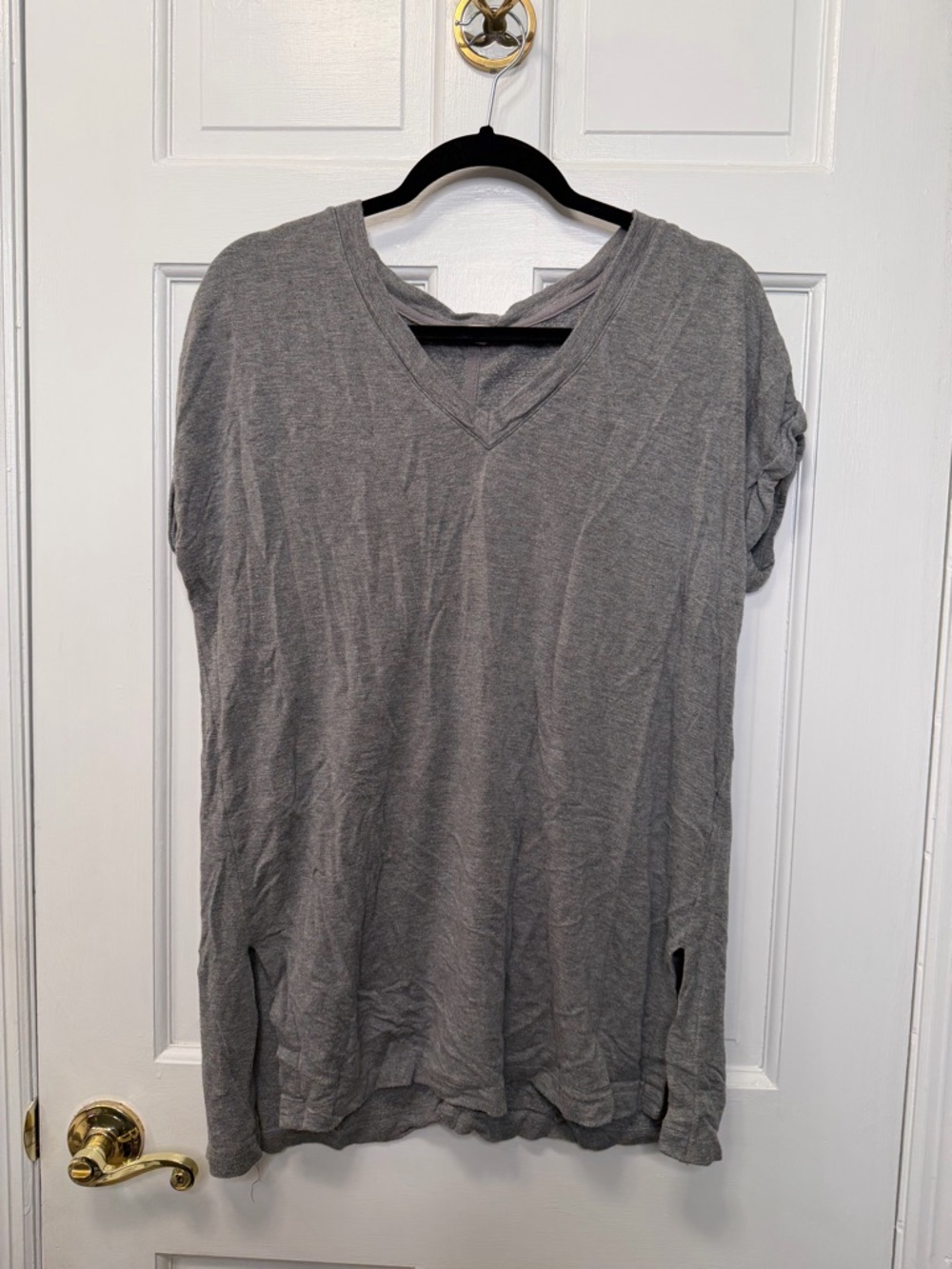 Z by Zobha Gray V Neck Tee Short Sleeve Lightweight Stretch Casual Top Size XXL